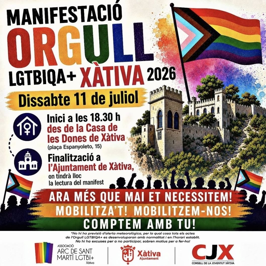 Manifestació Orgull LGTBIQA+ Xàtiva 2026